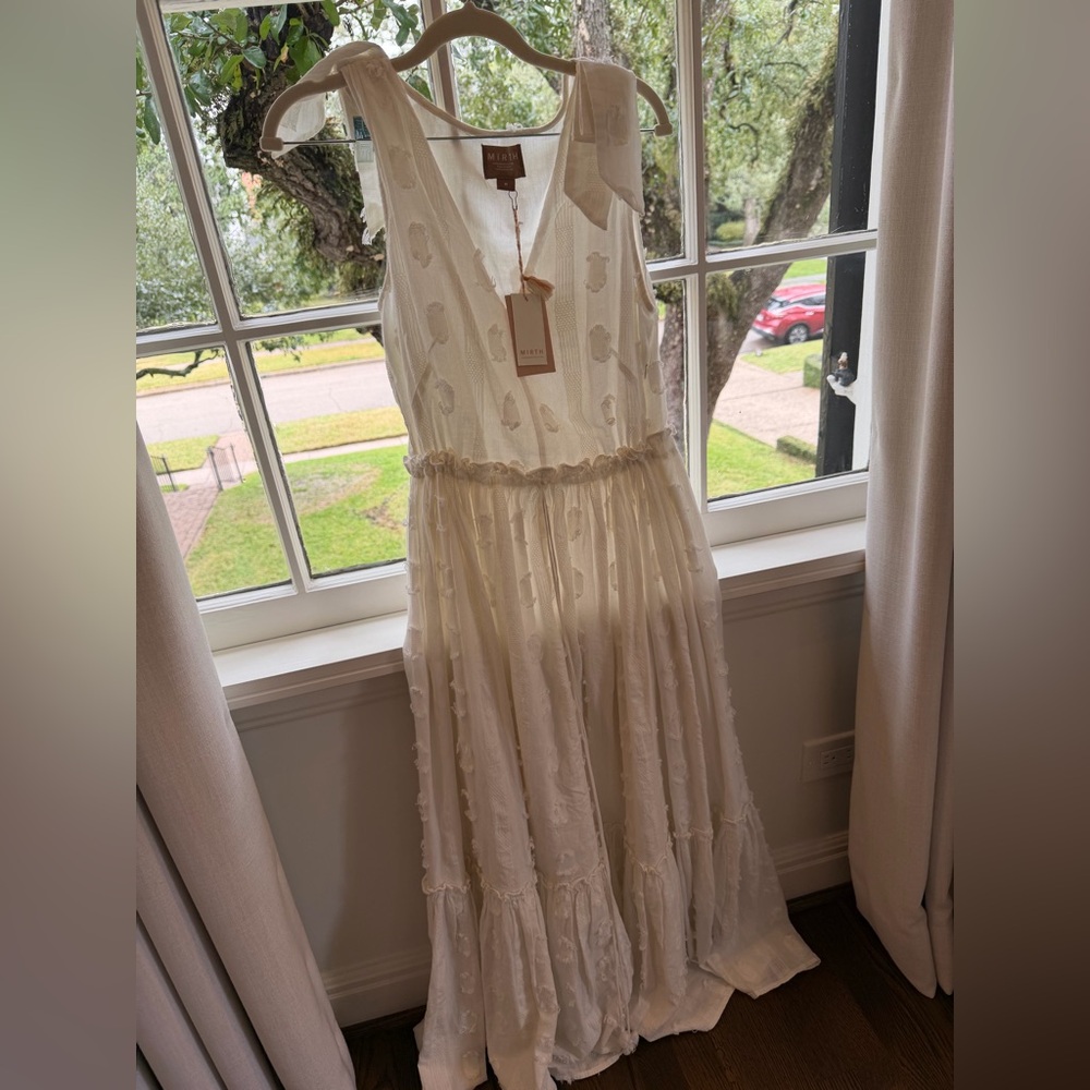 MIRTH Antibes White Handcrafted Maxi Dress Size M NWT